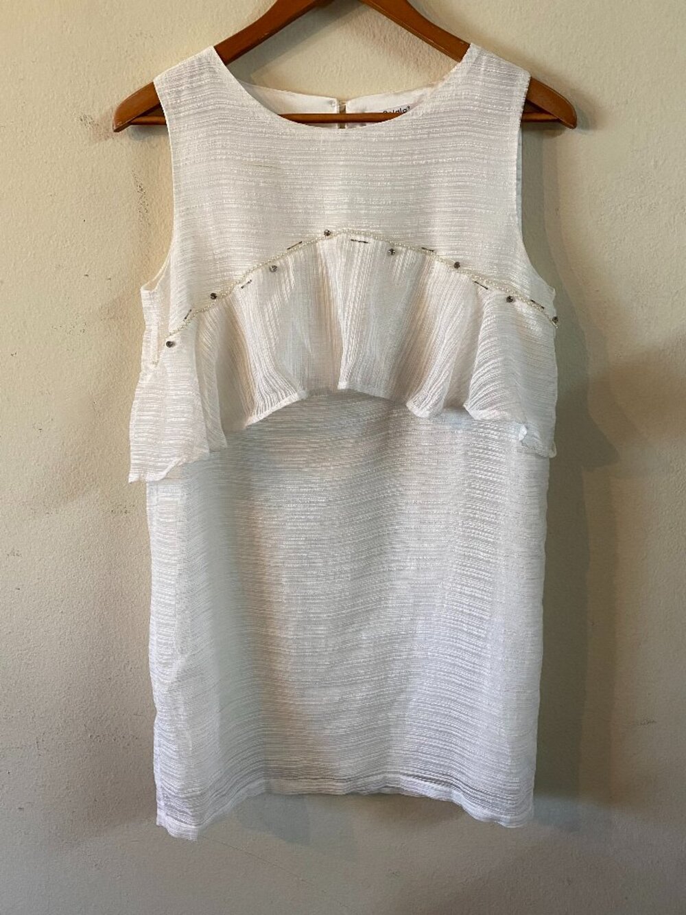 PALGLG LARGE WHITE SLEEVELESS RUFFLE DRESS